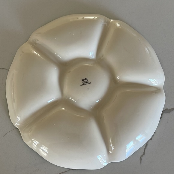 Spode Christmas Tree 6 Section Round Server Relish Tray 11" Scalloped Appetizer - Picture 2 of 4